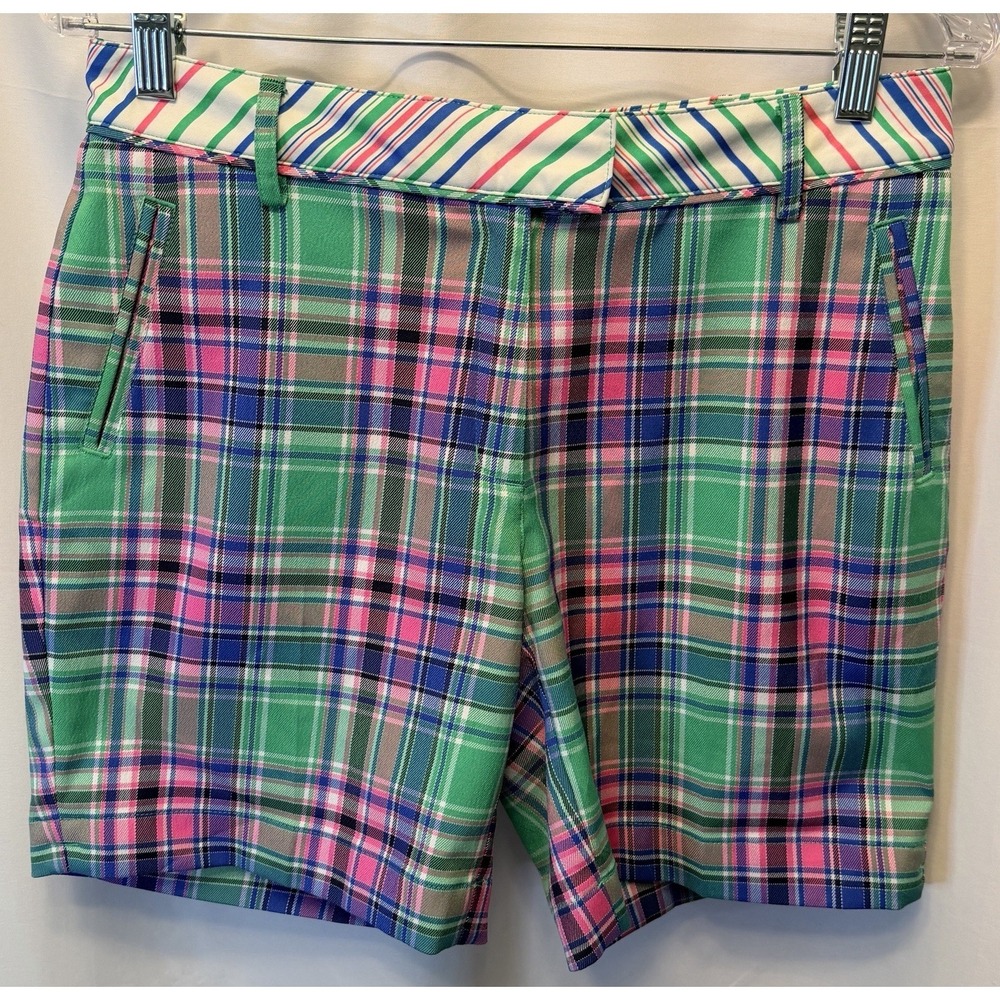 Lady Hagen Women's Size 6 Plaid Golf Shorts Pink Green Blue Preppy 7" Inseam